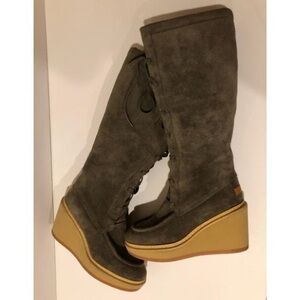 EUC. Size US8 (EU38) See By Chloé Gray Suede Tall Wedge Boots